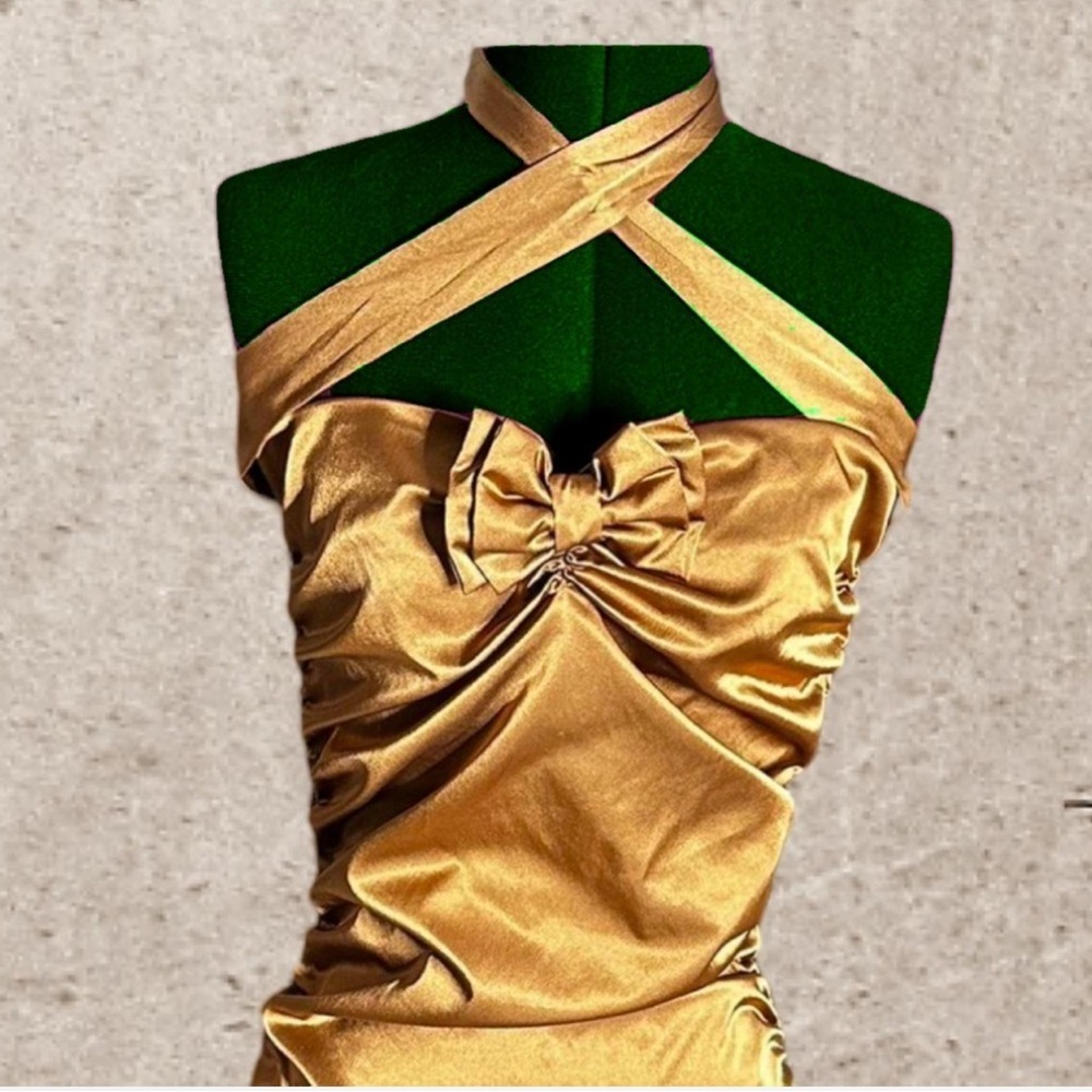 Vintage Lucky 13 Apparel Golden Dinner Cocktail Dress